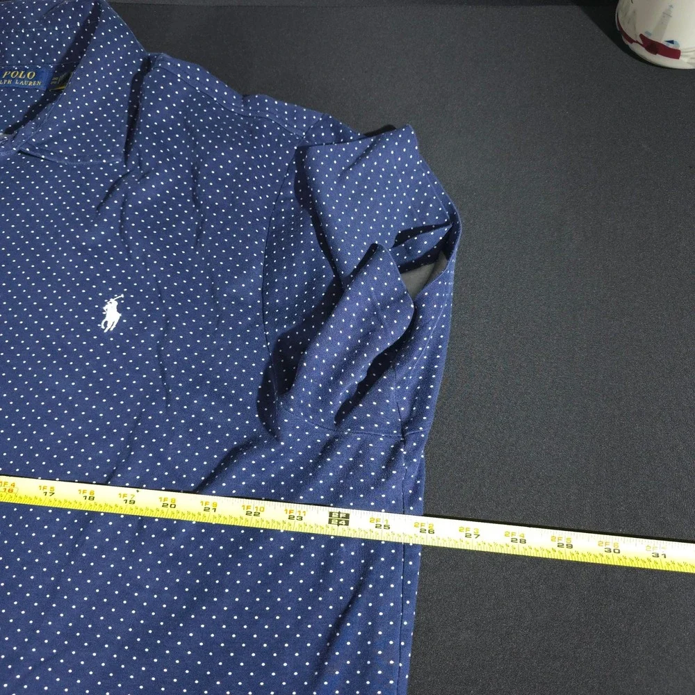 Polo Ralph Lauren Polo Shirt Mens 2XB Navy White Polka Dot Golf SS Performances